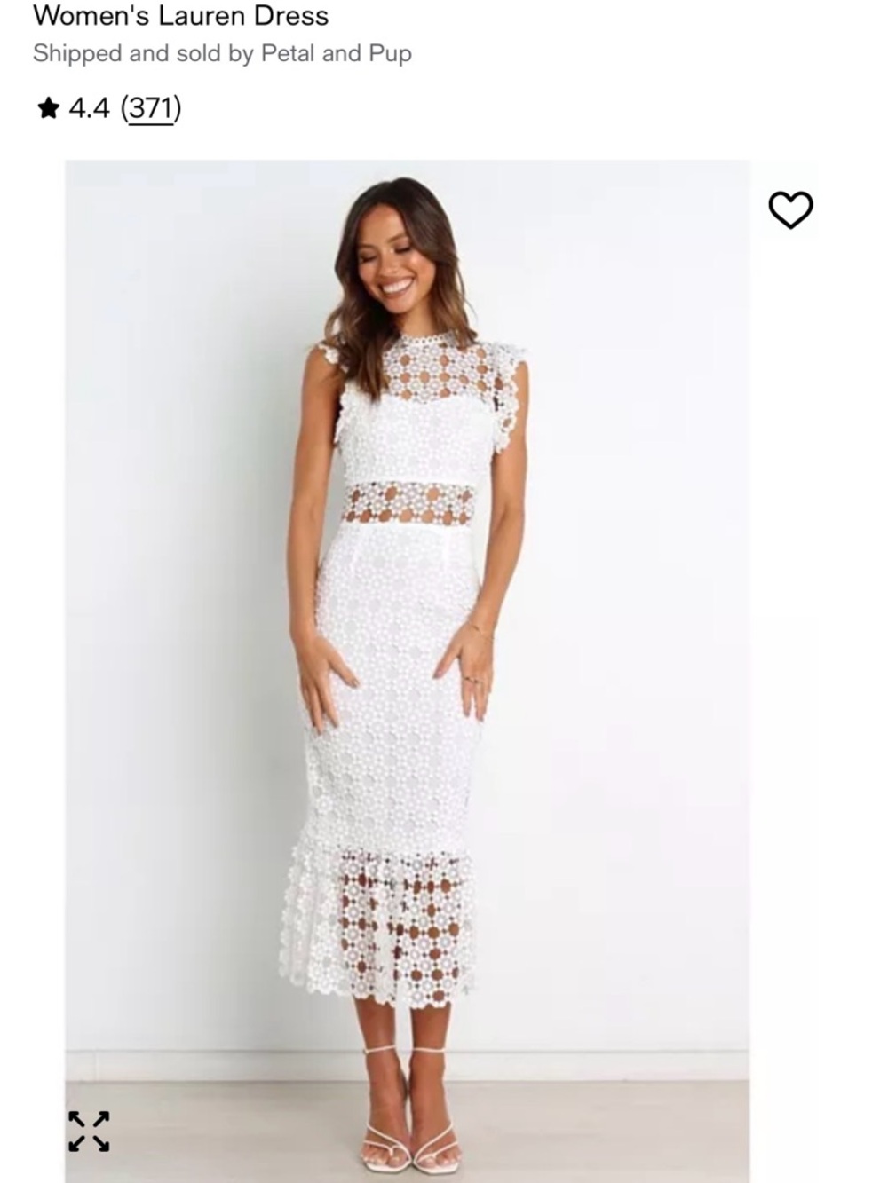 White Floral Crochet Midi Dress
